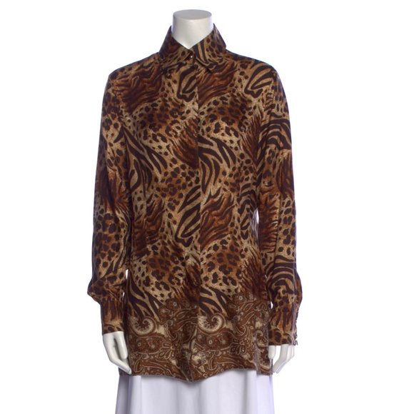 St. John Tops - ST. JOHN Silk Animal Print Button-Up Top Size: M | US 8